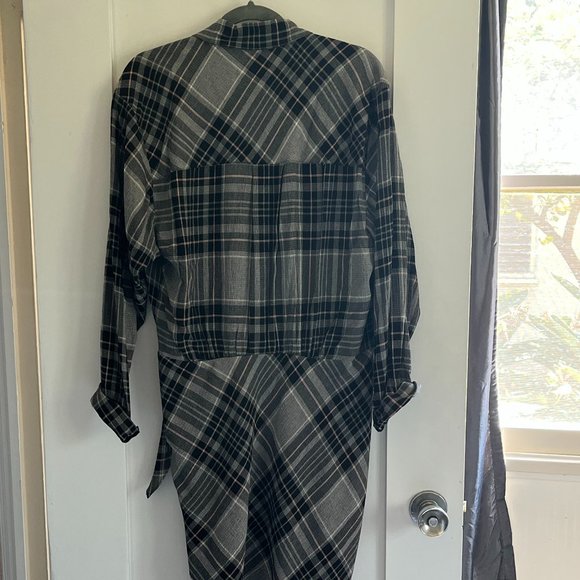 Veronica Beard Sierra Black Gray Pink Plaid Shirt Dress, Size 8 - Picture 2 of 8